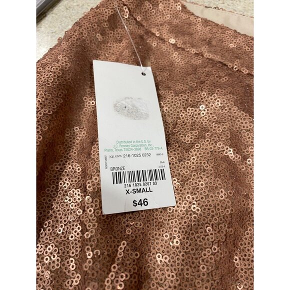 Decree Bronze Sequin Mini Skirt XS NWT Sparkling Party Wear With Back Zipper Clo - Picture 4 of 6